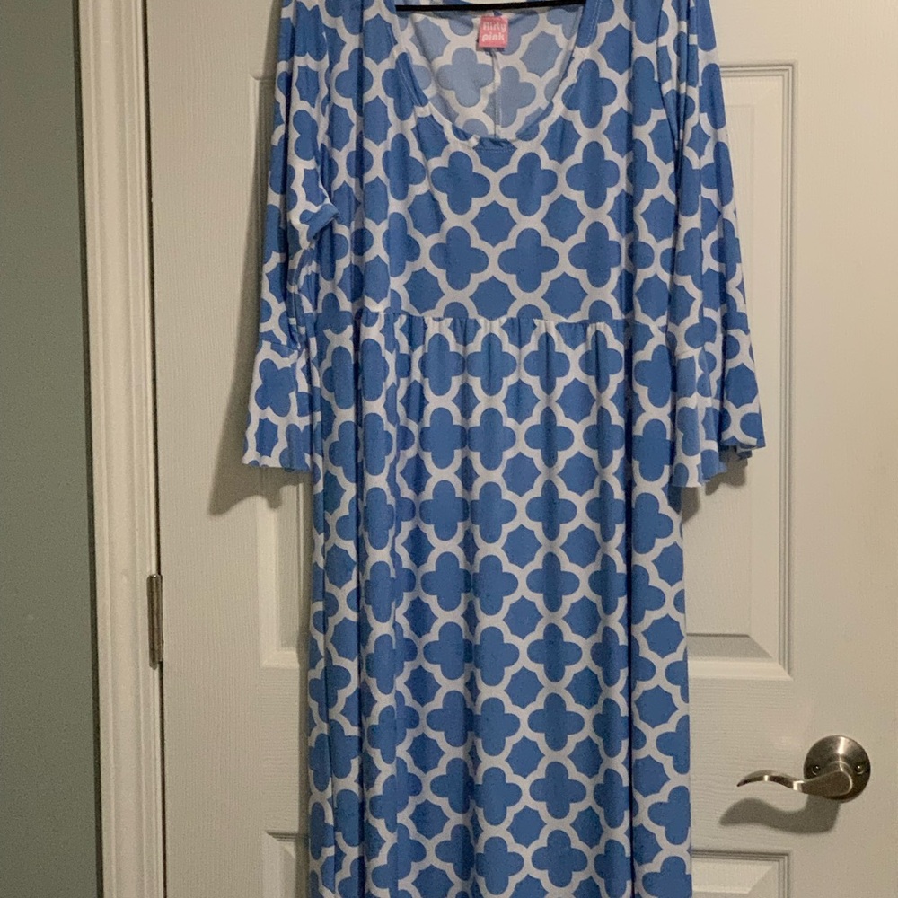 Blue and White Midi Dress